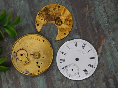 Antique Waltham Watch Movement Parts with Face Dial WATCHMAKER WATCHMAKING TOOLS