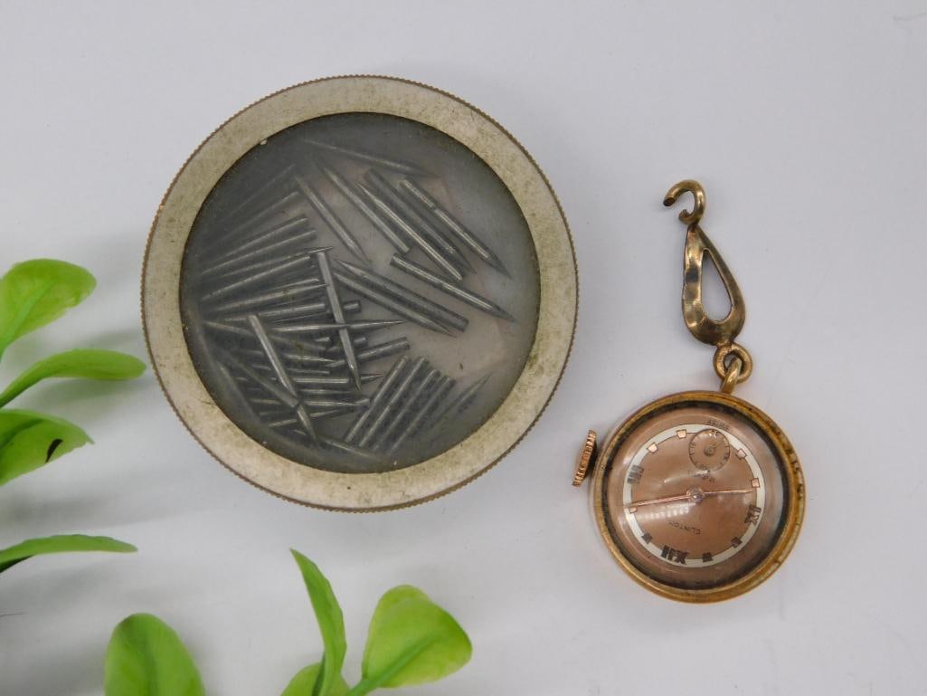Vintage Watch with Box of Metal Pins WATCHMAKER WATCHMAKING TOOLS (1 of 3)