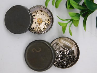 Vintage Watch Parts in Metal Cases WATCHMAKER WATCHMAKING TOOLS
