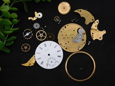 Disassembled Antique Pocket Watch Parts Set WATCHMAKER WATCHMAKING TOOLS