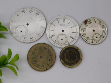 Vintage Pocket Watch Dials, Lot of Five WATCHMAKER WATCHMAKING TOOLS