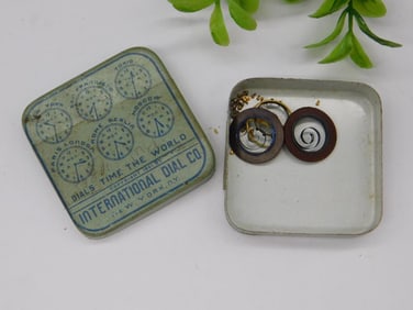 Vintage International Dial Co. Tin with Watch Parts