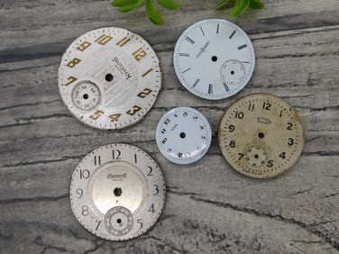 Five Vintage Pocket Watch Faces