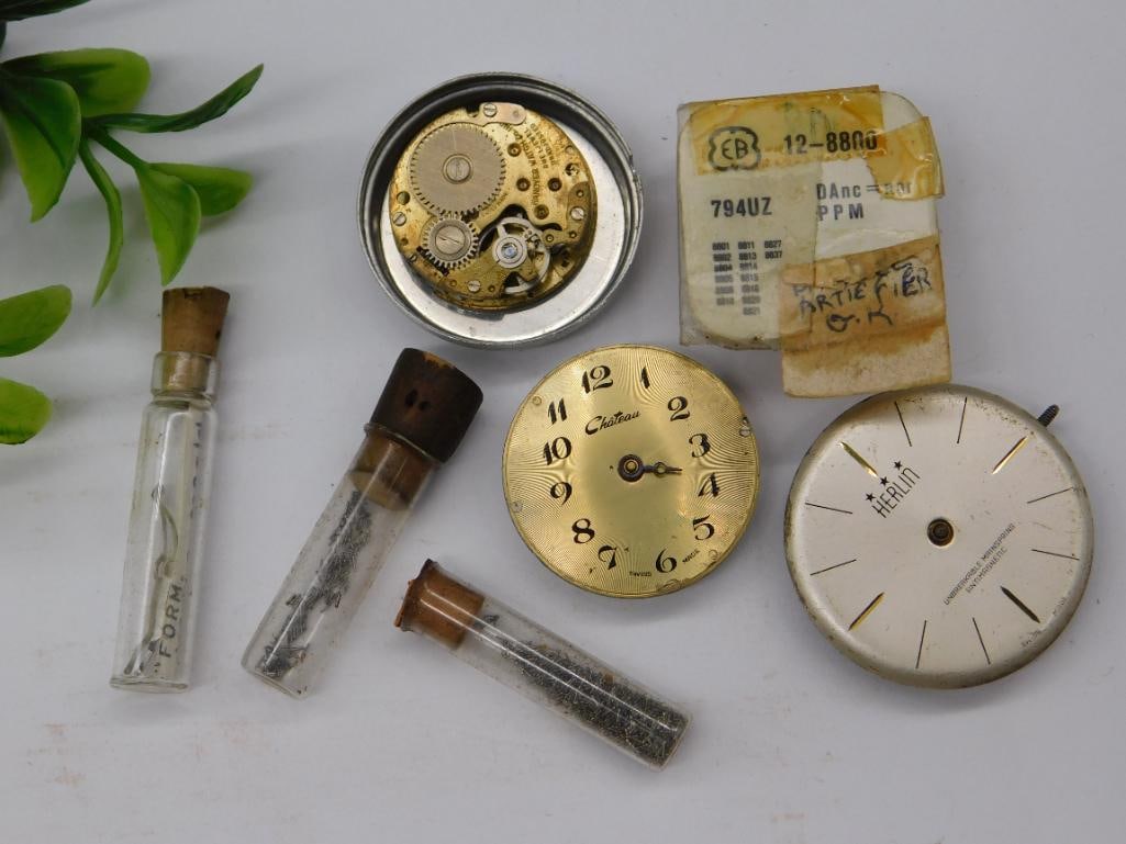 Watch Parts Including Chateau and Herlin Faces Watchmaker Watchmaking Tools: Watch Parts Including Chateau and Herlin Faces Watchmaker Watchmaking Tools