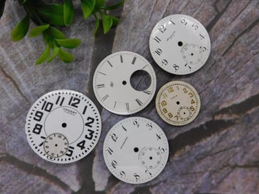 Five Vintage Watch Faces with Mixed Designs Watchmaker Watchmaking Tools