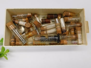Vintage Glass Vials with Cork Stoppers Watchmaker Watchmaking Tools