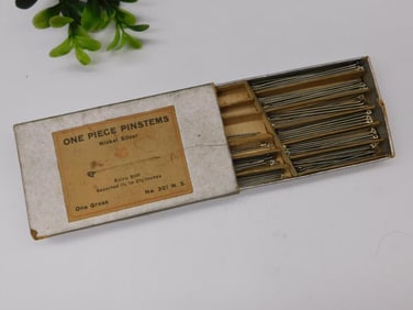 Vintage Box of Nickel Silver Pinstems Watchmaker Watchmaking Tools