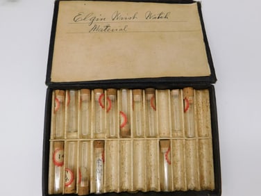 Elgin Watch Material Set in Original Case Watchmaker Watchmaking Tools