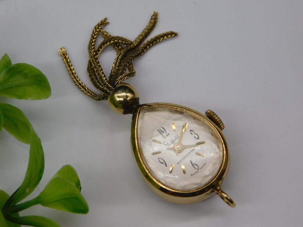 Vintage Gold-Tone Teardrop Pendant Watch Watchmaker Watchmaking Tools: Vintage Gold-Tone Teardrop Pendant Watch Watchmaker Watchmaking Tools