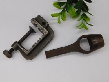 Vintage Metal Clamp and Hole Punch Tool Set Watchmaker Watchmaking Tools