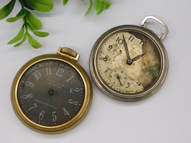 2 Vintage Pocket Watches, Mixed Condition WATCHMAKER WATCHMAKING TOOLS