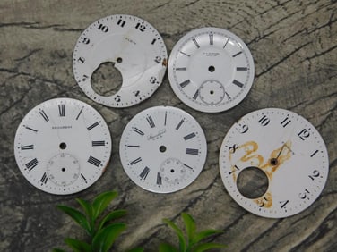 Five Vintage Pocket Watch Faces WATCHMAKER WATCHMAKING TOOLS