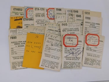 Vintage Marshall Stock Number Tags WATCHMAKING WATCHMAKER TOOLS