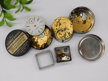 Watch Parts and Pieces with Tin Containers WATCHMAKING WATCHMAKER TOOLS