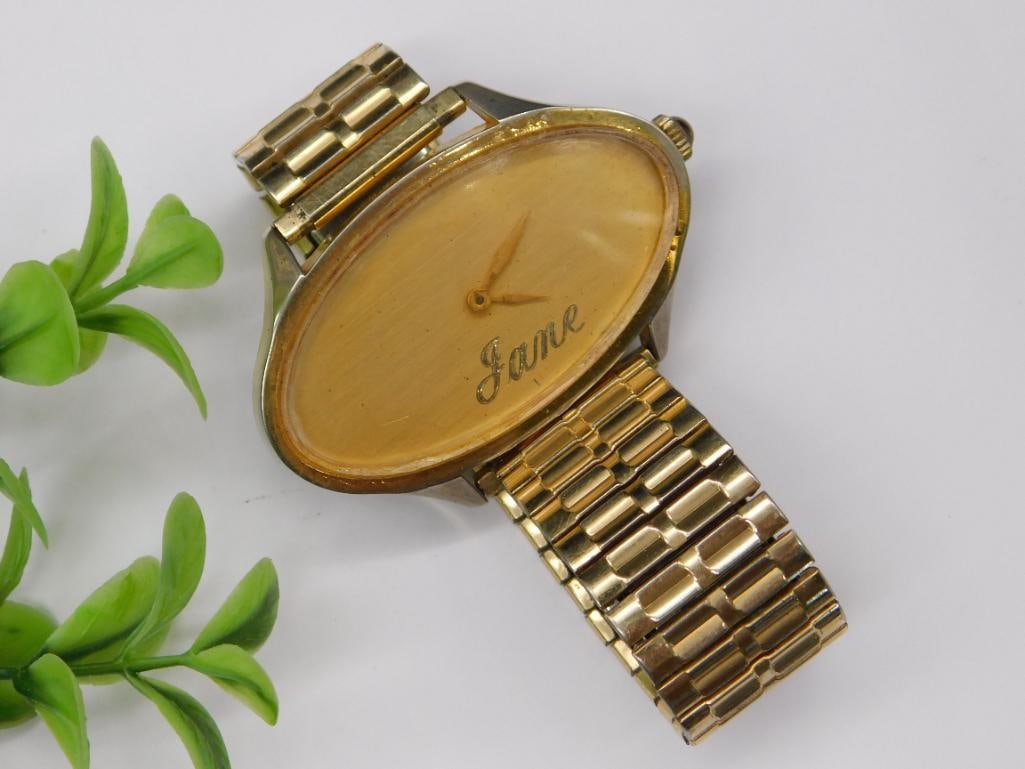 Gold-Tone Oval Wristwatch with Personalized Dial WATCHMAKING WATCHMAKER TOOLS: Gold-Tone Oval Wristwatch with Personalized Dial WATCHMAKING WATCHMAKER TOOLS