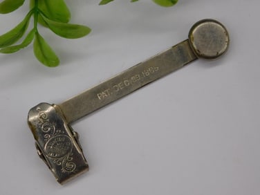 Vintage Metal Money Clip With Patent Date Inscription
