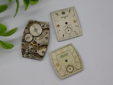 Vintage Gruen Watch Movement and Dials Set Watchmaking Watchmaker Tools