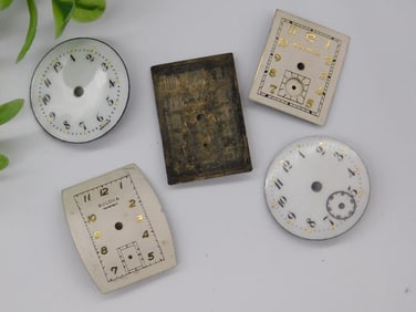 Vintage Watch Faces and One Brass Backplate Watchmaking Watchmaker Tools
