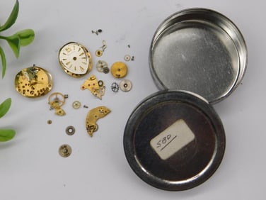 Vintage Watch Parts in Metal Tin Watchmaking Watchmaker Tools