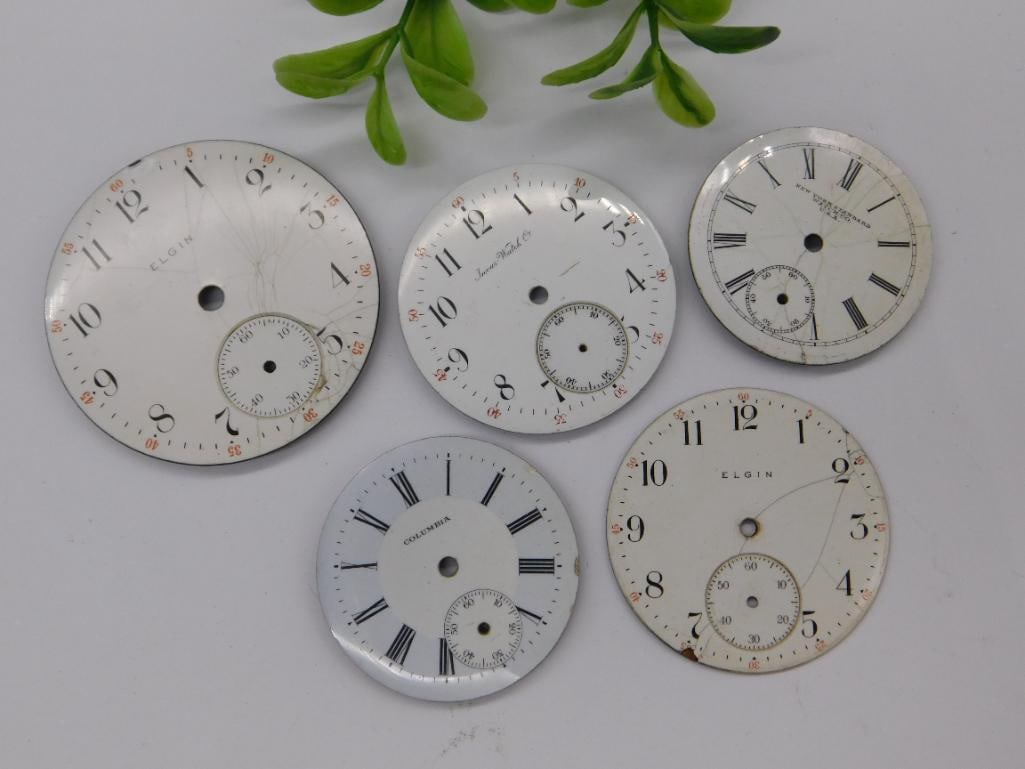 5 Vintage Pocket Watch Faces Watchmaking Watchmaker Tools (1 of 2)