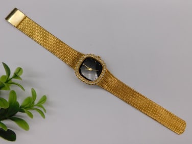 Vintage Gold-Tone Quartz Watch With Rhinestone Bezel WATCHMAKER WATCHMAKING TOOLS