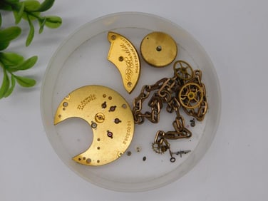 Antique Pocket Watch Movement Parts with Gold Plate WATCHMAKER WATCHMAKING TOOLS