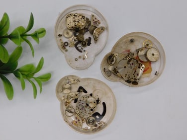 Vintage Watch Parts in Plastic Cases WATCHMAKER WATCHMAKING TOOLS