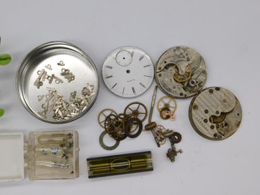 Vintage Watch Parts and Movements Set WATCHMAKER WATCHMAKING TOOLS