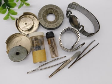Watch Repair Lot With Tools and Components WATCHMAKER WATCHMAKING TOOLS