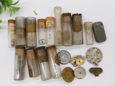 Watch Parts in Assorted Vials Watchmaker Watchmaking Tools