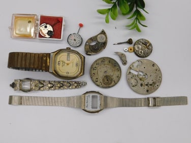 Watch Parts and Vintage Watch Lot Watchmaker Watchmaking Tools