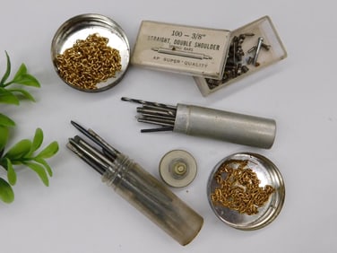 Vintage Small Metal Parts and Drills Watchmaker Watchmaking Tools