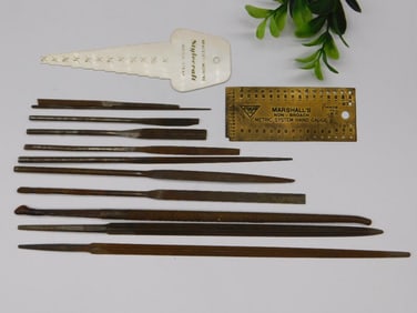 Vintage Metal Files with Rulers and Sizer Tool Watchmaker Watchmaking Tools