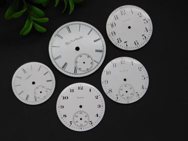 5 Vintage Pocket Watch Faces in Mixed Styles WATCHMAKER WATCHMAKING TOOLS