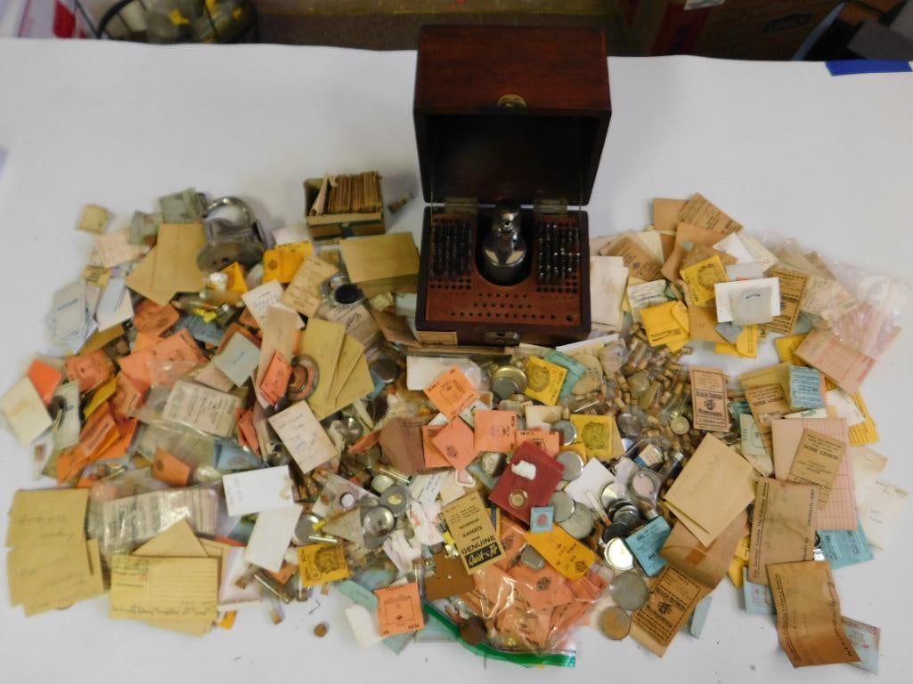Estate Watchmaker Hoard 1000+ Pc Bulk Lot Vintage Watchmaking Tools, Parts & Repair Components (1 of 20)