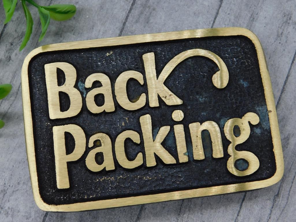 BACK PACKING BRASS BELT BUCKLE: BACK PACKING BRASS BELT BUCKLE