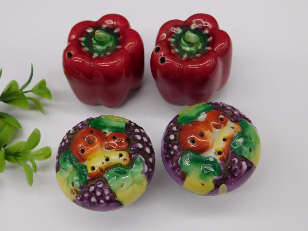 Ceramic Pepper and Fruit Salt and Pepper Shakers: Ceramic Pepper and Fruit Salt and Pepper Shakers