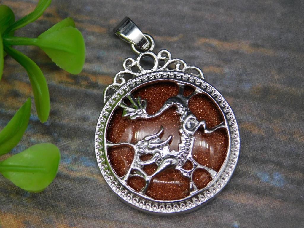 GOLDSTONE DRAGON PENDANT ROCK STONE LAPIDARY SPECIMEN: GOLDSTONE DRAGON PENDANT ROCK STONE LAPIDARY SPECIMEN