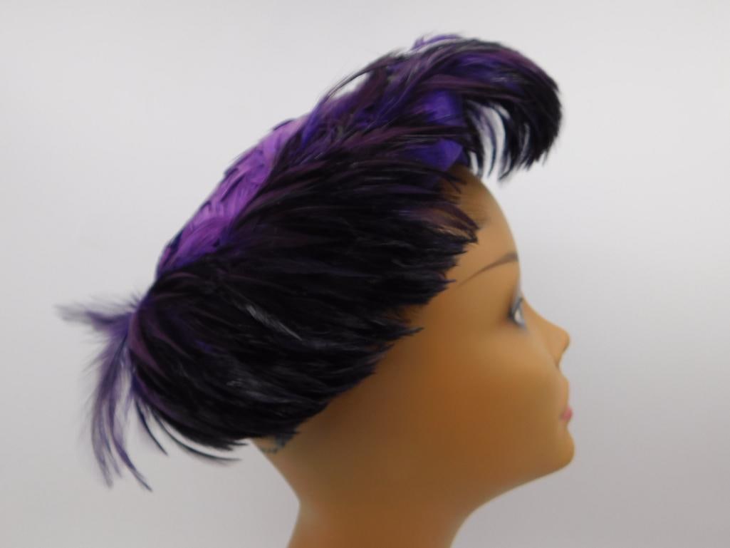 Vintage Purple Feathered Hat by Winkelman?s: Vintage Purple Feathered Hat by Winkelman?s