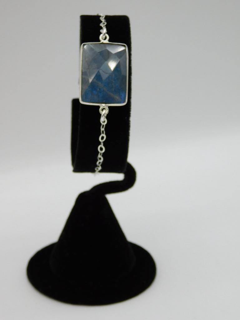 LABRADORITE STERLING SILVER BRACELET ROCK STONE LAPIDARY SPECIMEN: LABRADORITE STERLING SILVER BRACELET ROCK STONE LAPIDARY SPECIMEN