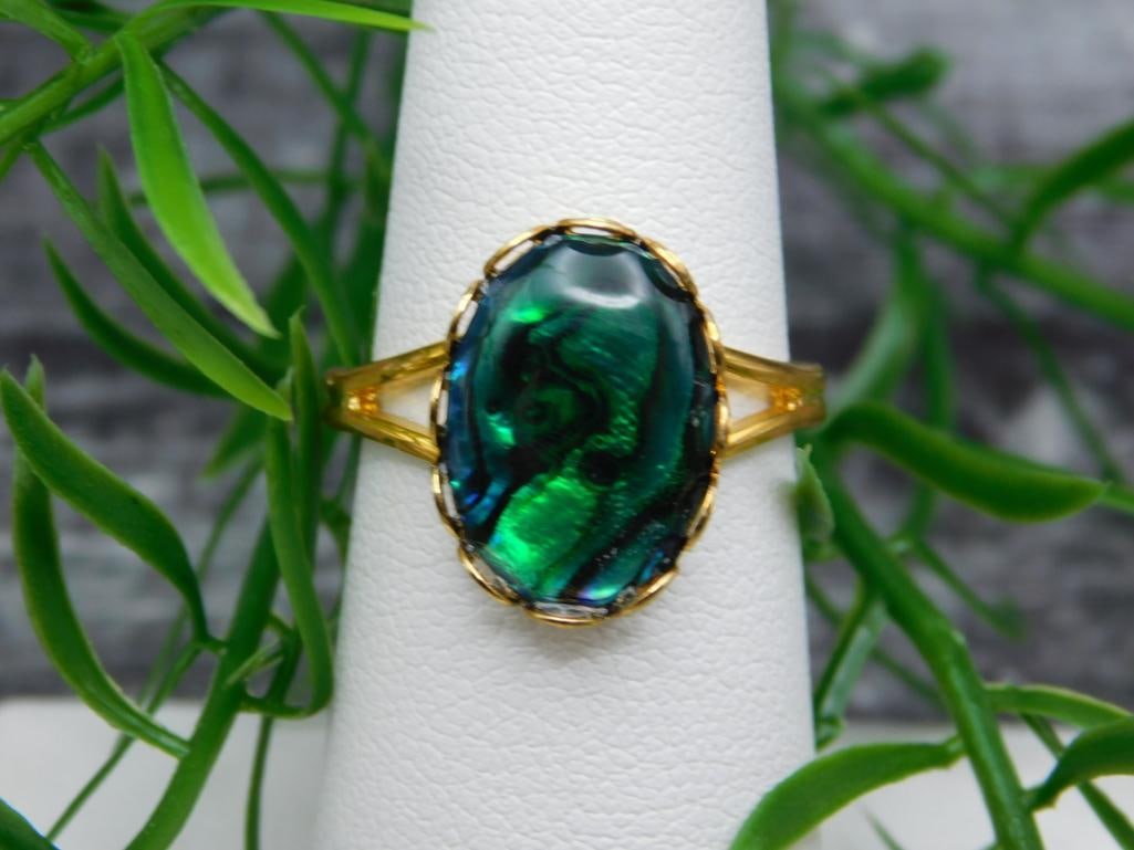 ABALONE STONE RING ROCK STONE LAPIDARY SPECIMEN: ABALONE STONE RING ROCK STONE LAPIDARY SPECIMEN