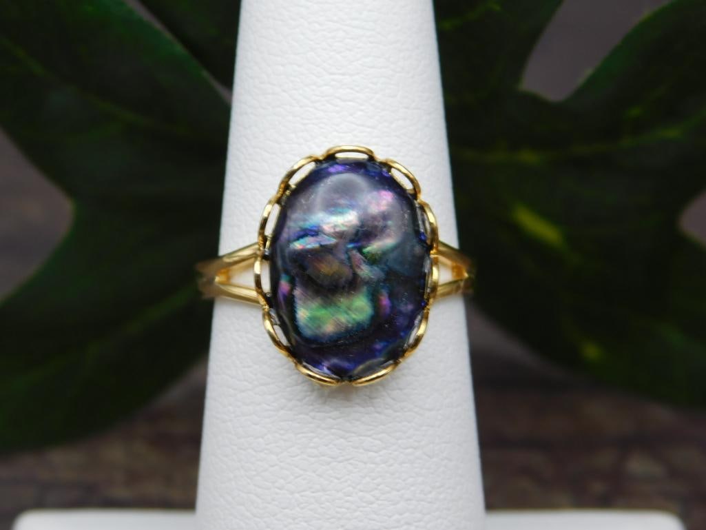 ABALONE STONE RING ROCK STONE LAPIDARY SPECIMEN: ABALONE STONE RING ROCK STONE LAPIDARY SPECIMEN