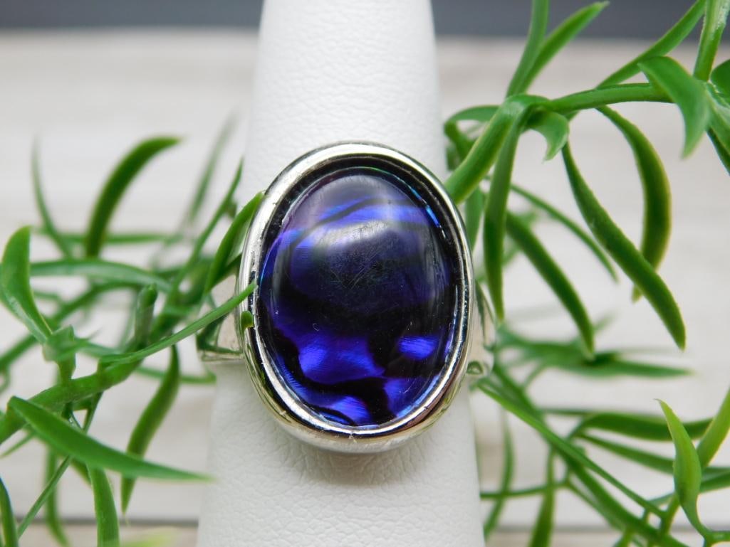 ABALONE STONE RING ROCK STONE LAPIDARY SPECIMEN: ABALONE STONE RING ROCK STONE LAPIDARY SPECIMEN