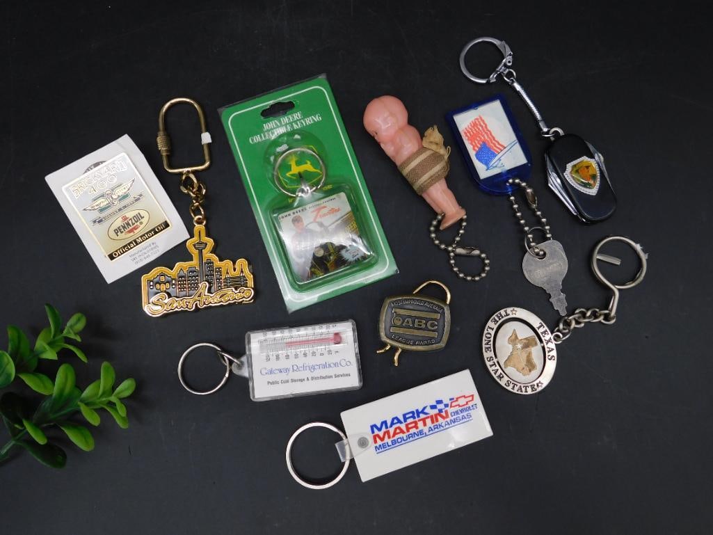 MIXED KEYCHAIN LOT VINTAGE ANTIQUE: MIXED KEYCHAIN LOT VINTAGE ANTIQUE