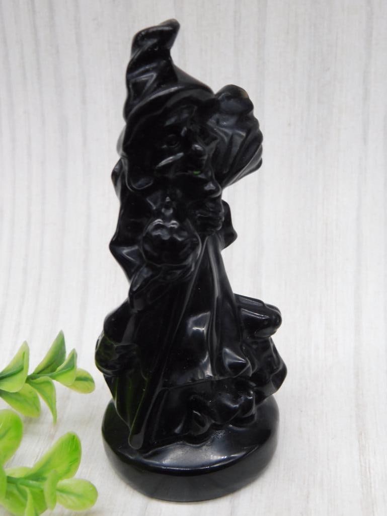 OBSIDIAN WIZARD STATUE ROCK STONE LAPIDARY SPECIMEN: OBSIDIAN WIZARD STATUE ROCK STONE LAPIDARY SPECIMEN