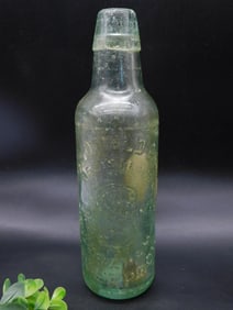 RARE BLOB TOP GREEN GLASS BOTTLE VINTAGE ANTIQUE ADVERTISING