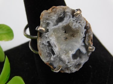 Ring with Geode Slice Centerpiece