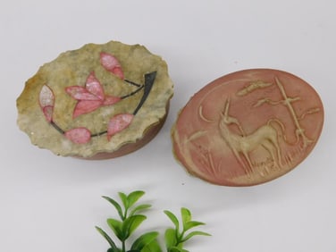 Two Vintage Stone Trinket Boxes