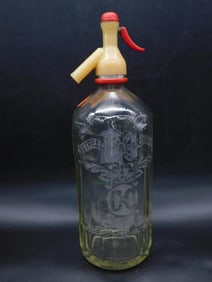 RARE HONEYCOMB SELTZER BOTTLE SODA WATER MINERAL SYPHON SIPHON GLASS MID CENTURY TURN OF THE CENTURY