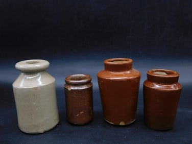 TURN OF THE CENTURY GINGER BEER BOTTLES VINTAGE ANTIQUE LOT OF 4